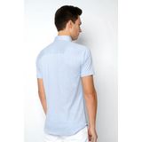 Raglan Kwartmouw Overhemd - Effen Katoen - Slim Fit - Kentkraag