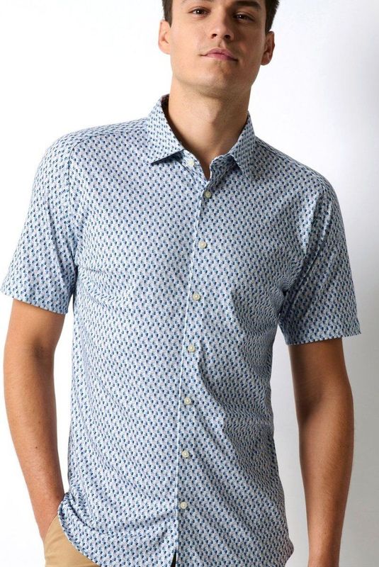 Desoto - Jersey Shirt - Blauw/Geel - Korte Mouw - 100% Katoen