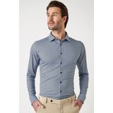 Desoto - Print New Moon - Overhemd - Blauw - 100% Strijkvrij Katoen