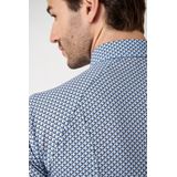 Desoto - Print New Moon - Overhemd - Blauw - 100% Strijkvrij Katoen