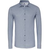 Desoto - Print New Moon - Overhemd - Blauw - 100% Strijkvrij Katoen