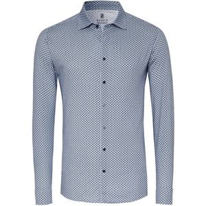 Desoto - Print New Moon - Overhemd - Blauw - 100% Strijkvrij Katoen