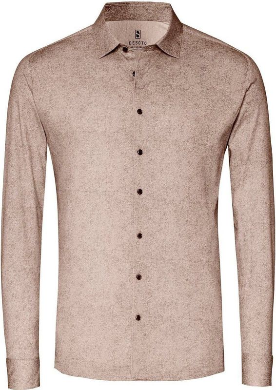 Desoto Overhemd Flanel Melange Beige - Maat 3XL - Heren - Overhemden Casual