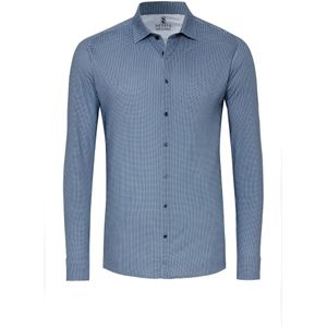 Desoto - Overhemd - Blauw - 100% Strijkvrij Katoen - Slim-fit Pasvorm