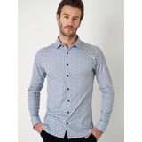 Desoto - Overhemd - Blauw - 100% Strijkvrij Katoen - Slim-fit Pasvorm