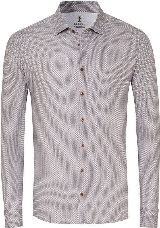 Desoto - Overhemd - Beige - 100% Strijkvrij Katoen
