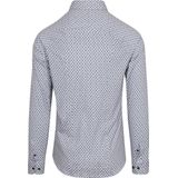 Desoto Hemd Print Bloem - Blauw Beige - Slim-Fit - Lange Mouw