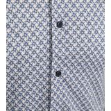 Desoto Hemd Print Bloem - Blauw Beige - Slim-Fit - Lange Mouw