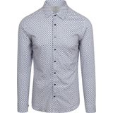 Desoto Hemd Print Bloem - Blauw Beige - Slim-Fit - Lange Mouw