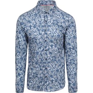 Desoto Overhemd Denim Bloem Blauw - Heren - Overhemden Casual