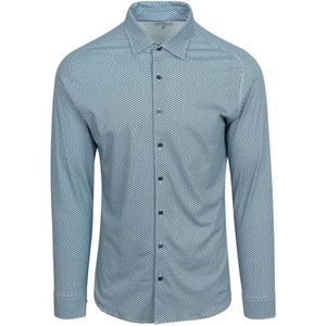 Desoto Overhemd Print Bloem Blauw Groen - Maat 3XL - Heren - Overhemden Casual