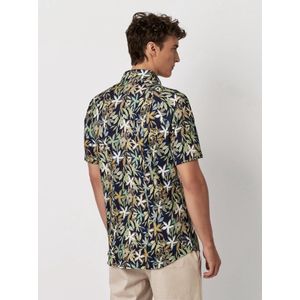 Desoto Hemd Korte Mouw Botanic Print - Navy