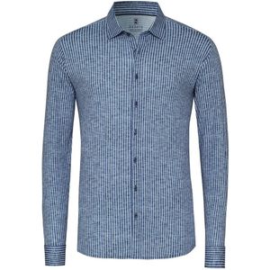 Desoto - Overhemd - Lichtblauw - Monochrome Streep - Slim-fit - Lange Mouw