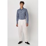 Desoto - Overhemd - Lichtblauw - Monochrome Streep - Slim-fit - Lange Mouw