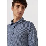 Desoto - Overhemd - Lichtblauw - Monochrome Streep - Slim-fit - Lange Mouw