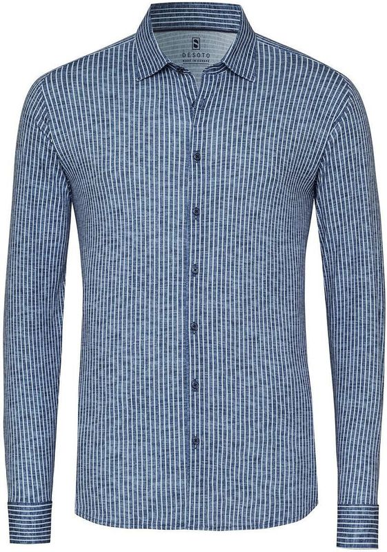 Desoto - Overhemd - Lichtblauw - Monochrome Streep - Slim-fit - Lange Mouw
