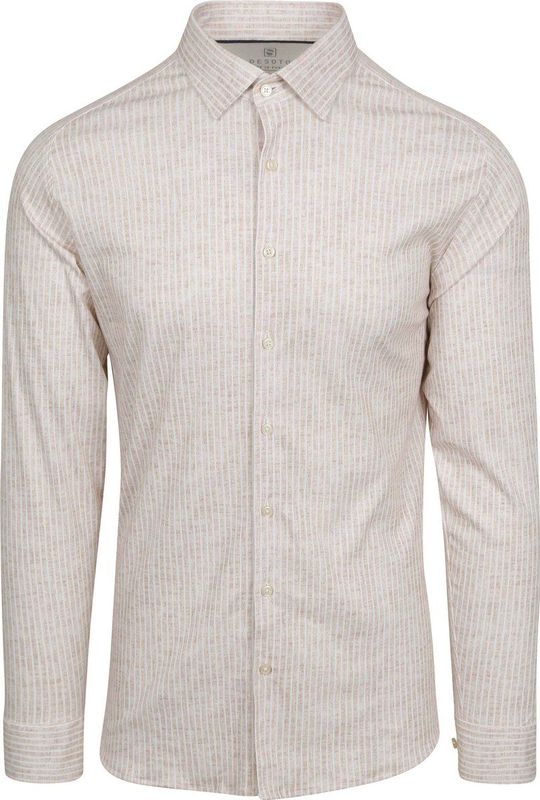 Desoto - Overhemd - Beige - Monochrome Streep - Casual