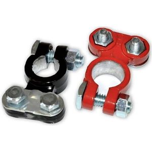 IWH - Batterijpoolklemmen Set - Gekleurd - Voor 6 en 12 Volt Batterijen - Inclusief Plus- en Min-Klem