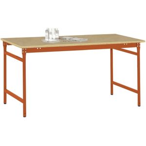 Manuflex BB3015.2001 Bijzettafel basis stationair met multiplex tafelblad in roodoranje RAL 2001, bxdxh: 1000 x 600 x 780 mm Rood-oranje (RAL 2001)