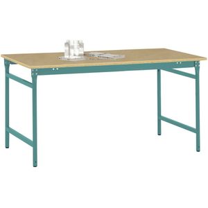 Manuflex BB3035.5021 Bijzettafel basis stationair met multiplex tafelblad in waterblauw RAL 5021, bxdxh: 1250 x 600 x 780 mm Waterblauw