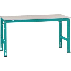 Manuflex Ansatztisch UNIVERSAL Standard, Tischplatte Melamin, 2000x1000, wasserblau