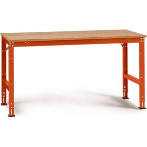 Manuflex AU4035.2001 Werk achtergrond tafel universele standaard met multiplex plaat, bxdxh = 1250 x 800 x 760-870 mm Rood-oranje (RAL 2001)