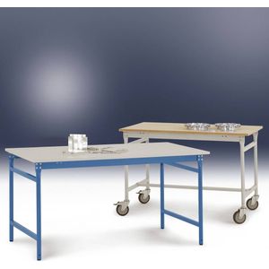 Manuflex BB3009.5021 Bijzettafel basis stationair met PVC-tafelblad in waterblauw RAL 5021, bxdxh: 750 x 500 x 780 mm Waterblauw