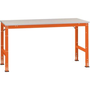 Manuflex AU4049.2001 Werk achtergrond tafel universele standaard met PVC decoplaat, bxdxh = 1500x600x760-870 mm Rood-oranje (RAL 2001)