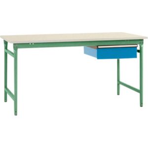 Manuflex BB5231.6011 Compleet bijzettafel basis stationair met melamine schijf + enkele lade, bxdxh: 1000 x 800 x 780 mm Reseda groen (RAL 9010)