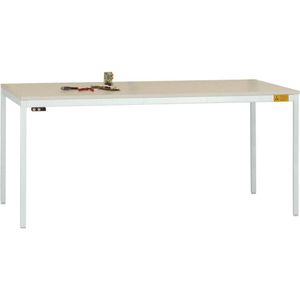 Manuflex LD1916.7035 ESD ESD-werktafel UNIDESK met kunststof plaat, onderstel lichtgrijs RAL 7035, bxdxh = 1600 x 800 x 723-733 mm Grijs-wit (RAL 7035)