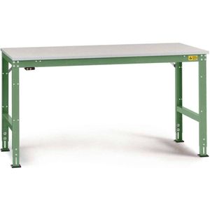 Manuflex LU4006.6011 ESD ESD-werktafel universele standaard achtergrond tafel met kunststof plaat, bxdxh = 1000 x 600 x 766-876 mm Reseda groen (RAL 9010)