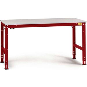 Manuflex LU4058.3003 ESD ESD-werktafel universele standaard achtergrond tafel met melamine schijf, bxdxh = 1500 x 800 x 763-873 mm Robijn-rood