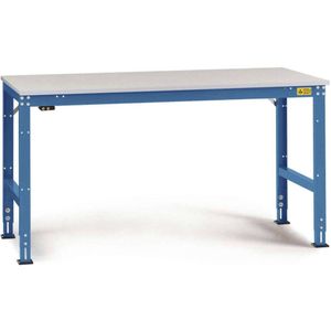 Manuflex LU4096.5007 ESD ESD-werktafel universele standaard achtergrond tafel met kunststof plaat, bxdxh = 1750 x 1000 x 766-876 mm Stralend blauw (RAL 5007)