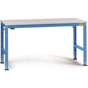 Manuflex LU4163.5012 ESD ESD-werktafel universele standaard achtergrond tafel met rubber schijf, bxdxh = 2500 x 1200 x 760-870 mm Lichtblauw (RAL 5012)