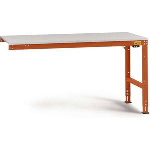 Manuflex LU6016.2001 ESD ESD-werktafel universele standaard aanschuiftafel met kunststof plaat, bxdxh = 1000 x 800 x 766-876 mm Rood-oranje (RAL 2001)