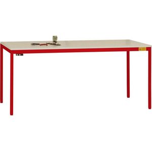 Manuflex LD1118.3003 ESD ESD-werktafel UNIDESK met melamine schijf, onderstel robijnrood RAL 3003, bxdxh = 2000 x 800 x 720-730 mm Robijn-rood