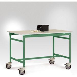 Manuflex LB4036.6011 ESD ESD-bijzettafel basismobiel met kunststof tafelblad in Reseda groen RAL 6011, bxdxh: 1250 x 600 x 856 mm Reseda groen (RAL 9010)