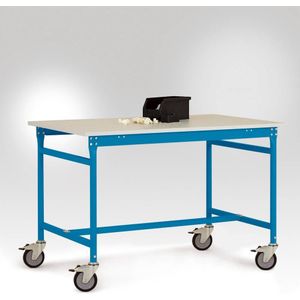 Manuflex LB4046.5012 ESD ESD-bijzettafel basismobiel met kunststof tafelblad in licht blauw RAL 5012, bxdxh: 1250 x 800 x 856 mm Lichtblauw (RAL 5012)