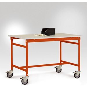 Manuflex LB4056.2001 ESD ESD-bijzettafel basismobiel met kunststof tafelblad in roodoranje RAL 2001, bxdxh: 1500 x 600 x 856 mm Rood-oranje (RAL 2001)