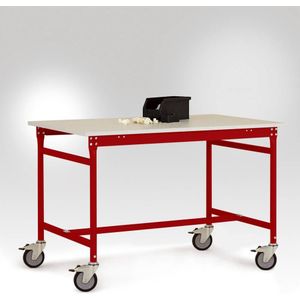 Manuflex LB4088.3003 ESD ESD-bijzettafel basismobiel met melamine tafelblad in robijnrood RAL 3003, bxdxh: 2000 x 800 x 853 mm Robijn-rood