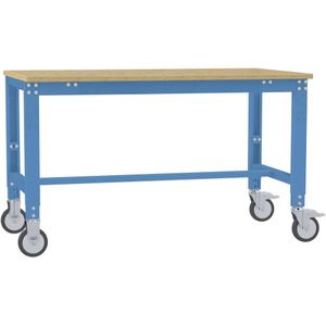 Manuflex AU7365.5012 Werktafel universele speciale mobiel met multiplex plaat, bxdxh = 1500 x 1000 x 752-972 mm Lichtblauw (RAL 5012)