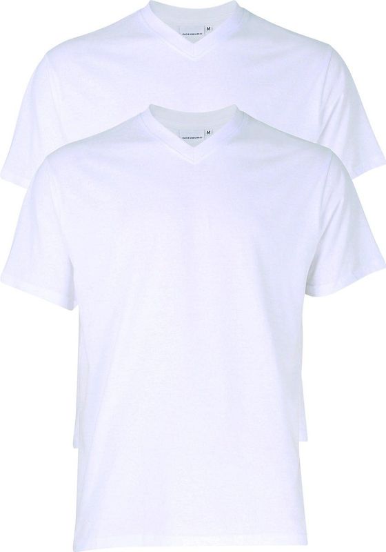 Gotzburg heren T-shirts regular fit V-hals (2-pack) - wit