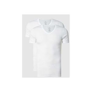 Gotzburg heren T-shirts slim fit V-hals (2-pack) fine rib - wit