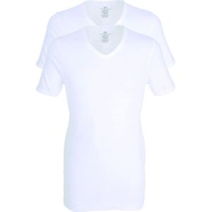 Gotzburg heren T-shirts slim fit V-hals (2-pack) fine rib - wit