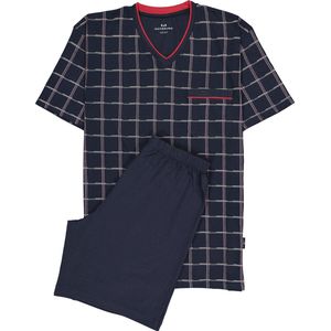 Götzburg - Heren Shortama - Blauw met Rood en Wit Geruit - Korte Broek en Shirt met Korte Mouwen