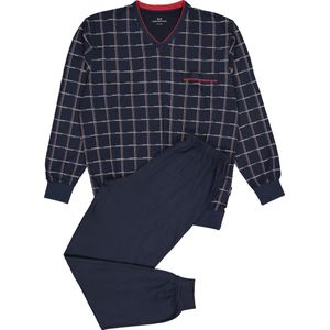 Gotzburg - Heren Pyjama - Blauw met Rood en Wit Geruit - Lange Broek en Shirt met Lange Mouwen
