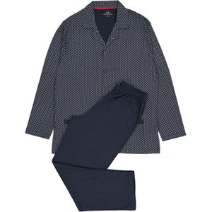 Gotzburg - Heren Pyjama - Blauw met Rood en Wit Dessin - Lange Broek + Shirt met Lange Mouwen - Tricot