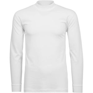 Kleur - Wit - Katoen - Lange Mouwen - Hoog Gesloten Hals