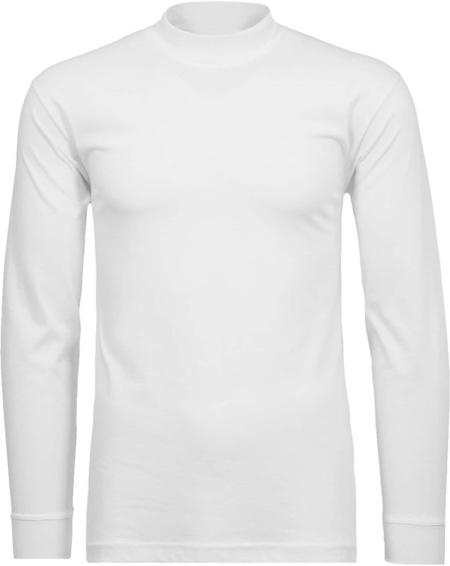 Kleur - Wit - Katoen - Lange Mouwen - Hoog Gesloten Hals