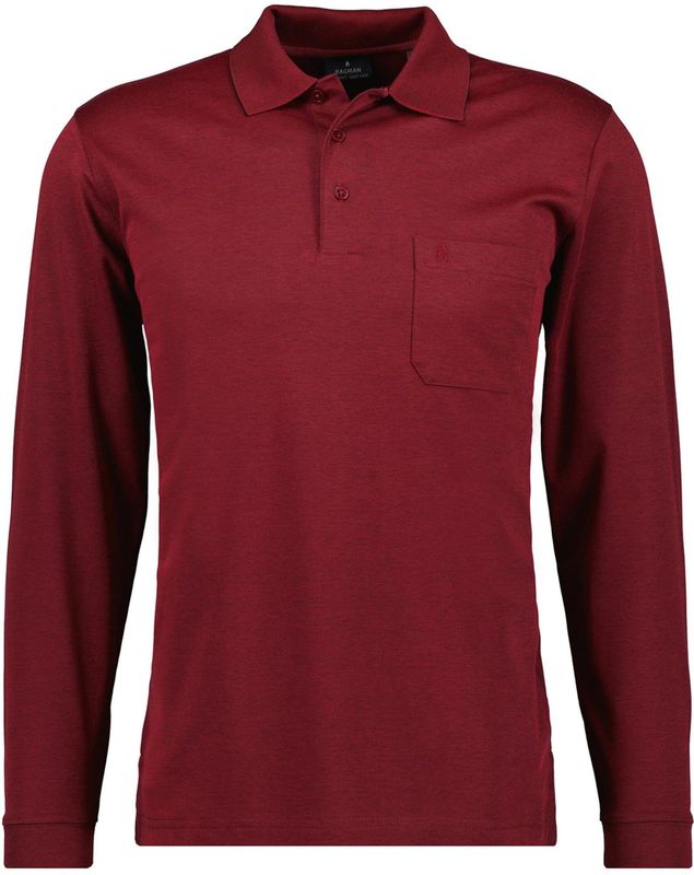 RAGMAN Poloshirt lange mouw rood, Effen